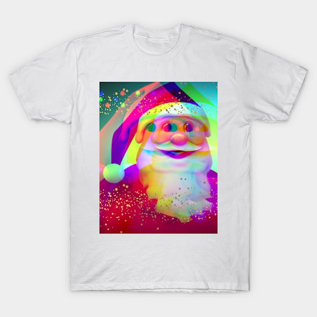 Psychedelic Trippy Xmas Laughing Santa T-Shirt by FineArtMaster